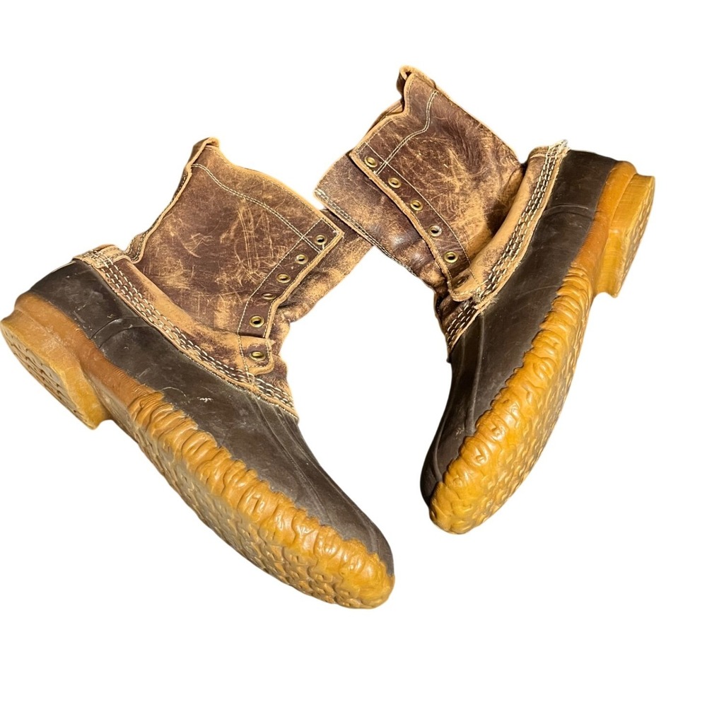 Vintage L.L. Bean Maine Hunting Shoe Womens 11 Brown Duck Boots Leather Rubber